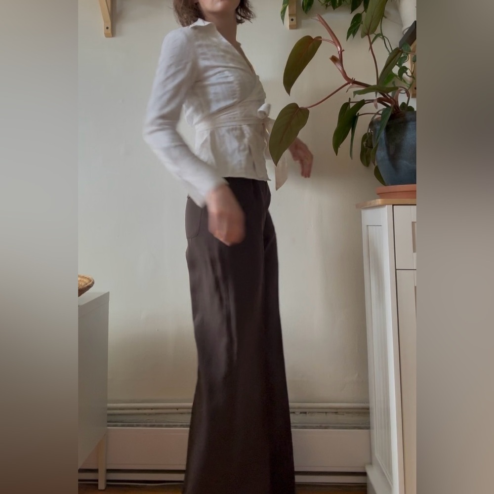 Vintage pleated Trousers – Cocoa Brown (Size 6 / EUR 36) - Picture 3 of 6